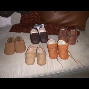 Brown soft sole shoe bundle baby boy moccasins